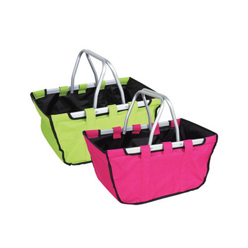 Boat shape good quallity folding shopping basket, folding shopping bag with aluminum handle