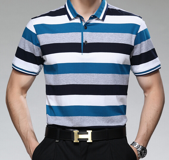 Customized  printing or embroidery logo stripe business man polo t-shirt