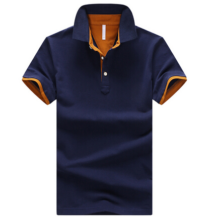 Blue color cotton polo shirt with embroidery logo