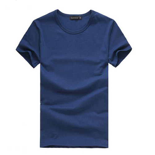 Customized 100% cotton blue color round neck t shirt