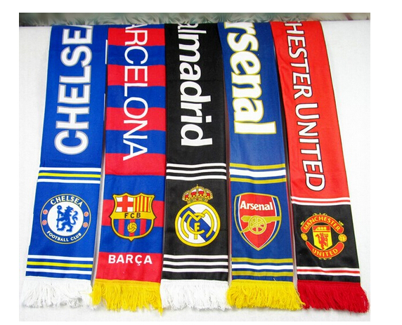 Sport fan knitted jacquard soccer scarf, football scarf