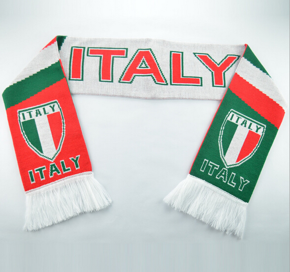 High quality football fan knitted sport pashmina scarf for italy