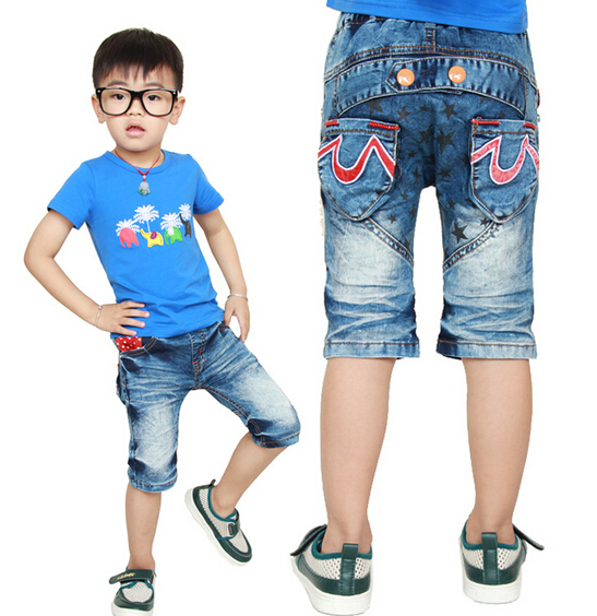 Wholesale children middle denim pants, child five pants