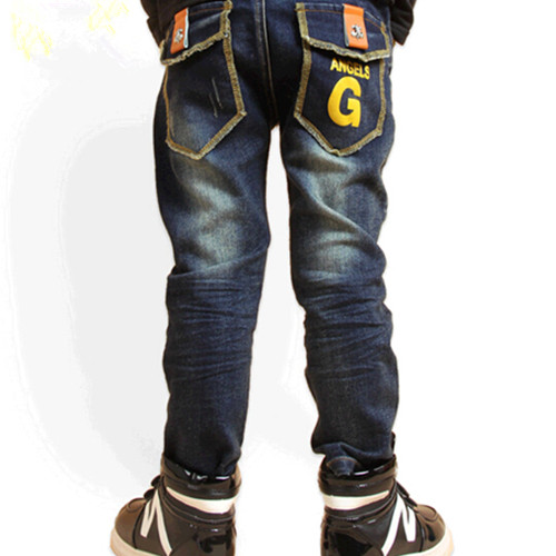 Wholesale child boy long washed denim pants, child denim jeans