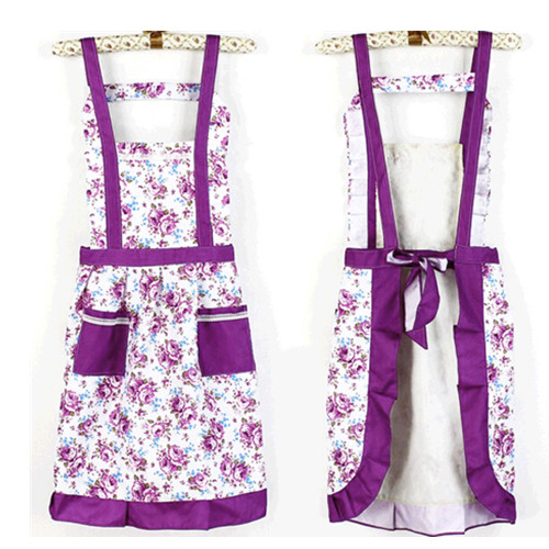 Fashional purple color princess waist apron for lady
