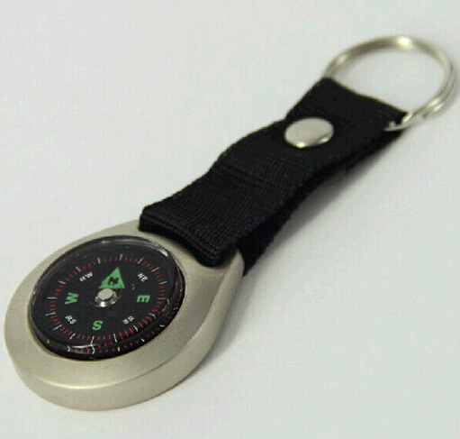 Aluminum alloy metal compass with lanyard keychain