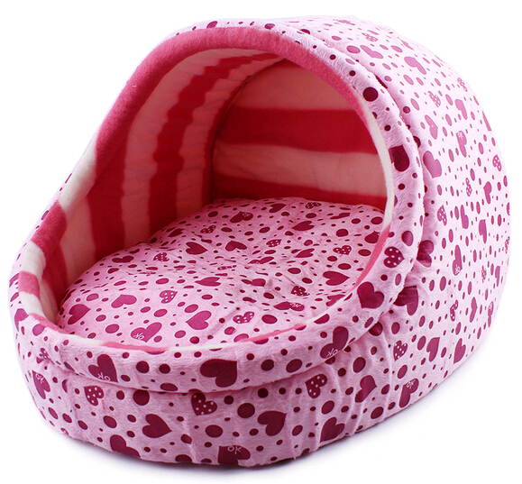 Pink color dot printing custom slipper shape pet house for cat or dog