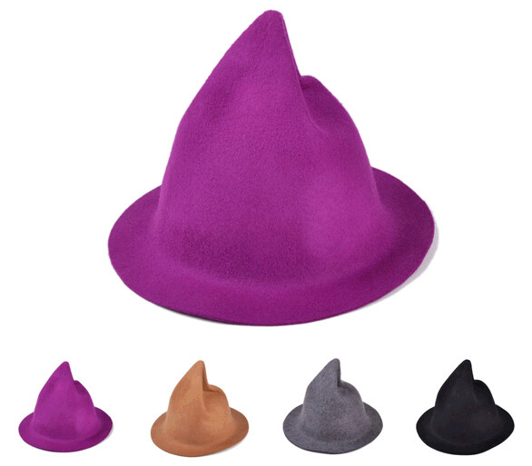 Wholesale pointed sharp wool felt woman bowler hat and caps