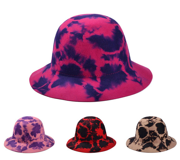 Wholesale colorful wool felt bowler hat and cat for woman