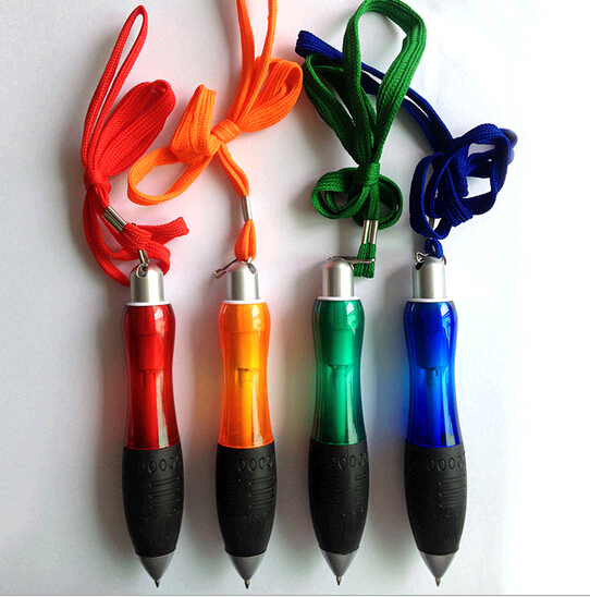 Promotional customized logo cheap plastic ballpoint pen with lanyard