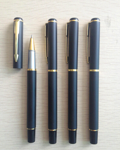Wholesale good quality black color metal pen with gold cap