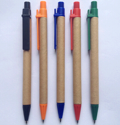Wholesale promotional eco-friendly paper pen with plastic clip