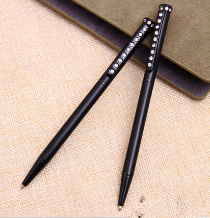 Fashional with diamond black color thin metal pen