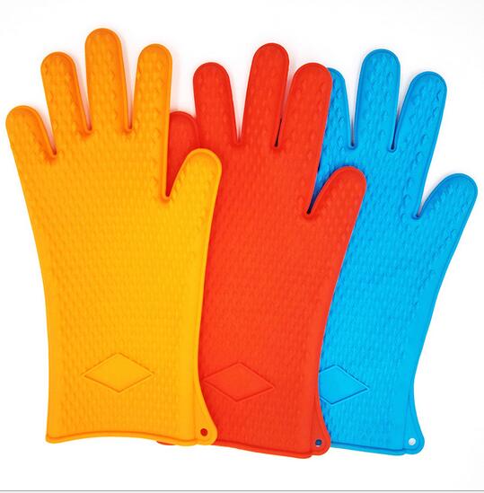 Wholesale heat resistant  cooking silicone bbq grill oven gloves