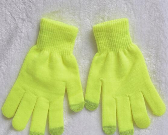 Wholesale fluorescent candy pure color smart touch screen glove for ipad or iphone