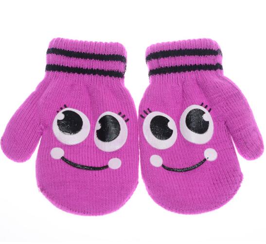 Wholesale funny smile design child knitted glove mitten