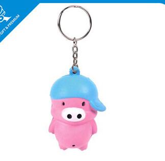 Wholesale pink pig shape pu stress ball keychain