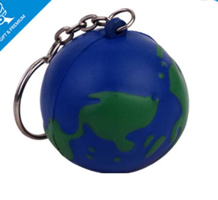 Wholesale earth shape pu stress ball keychain