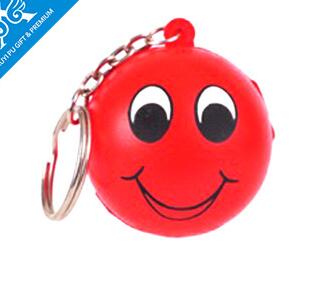 Wholesale smile shape pu stress ball keychain