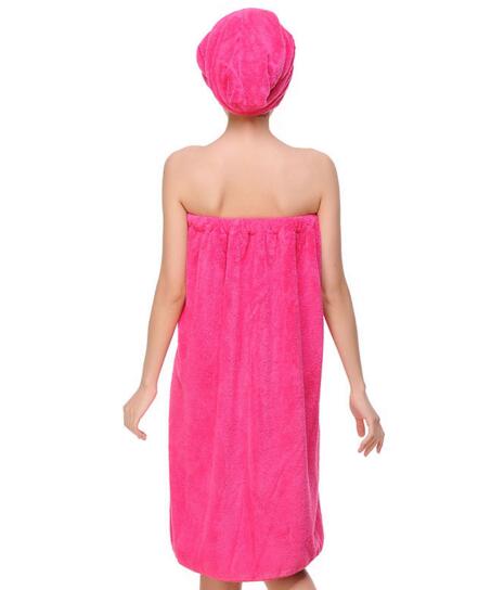 Customize different color and logo coral fleece woman bathrobe skirt with hood for beach or home