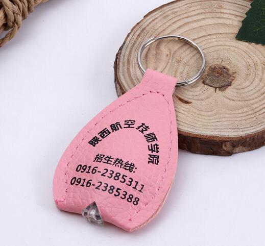 Promotional cheap style leather led keychain