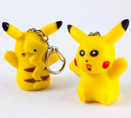 Promotional Pikachu shape with sound and led keychain