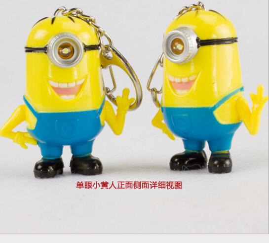 Promotional cheap style Minions shape led keychain with sound
