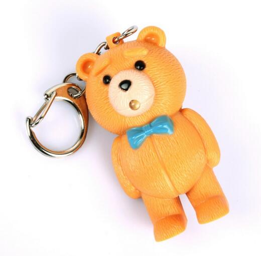 Promotional bear shape with sound and led keychain