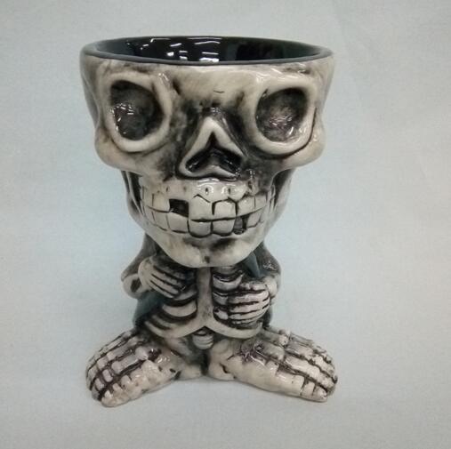 Promoitonal human skeleton shape black color ceramic mug