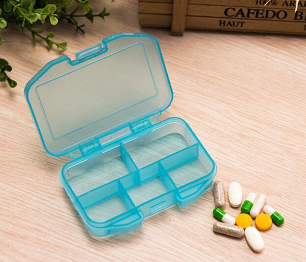 Promotional blue or yellow color 5 compartments 5 days pill box