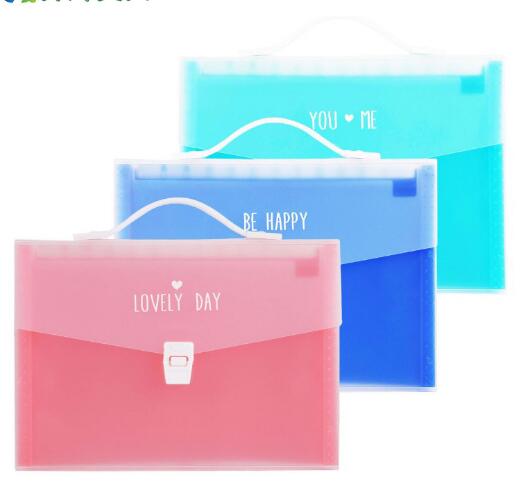Promotional pink and blue color expanding file folders or accordion file folder