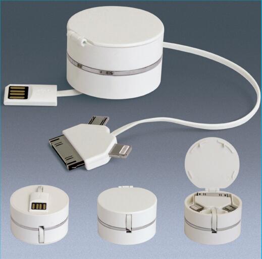 New style round box shape with usb flash disk and 3 in 1 usb charger cable for office gift