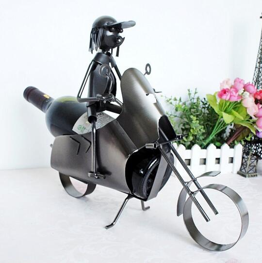 Promotional motorbike shape red wine bottle rack or wine bottle holder
