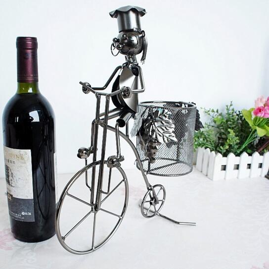 Promotional bicycle shape red wine bottle rack or wine stand