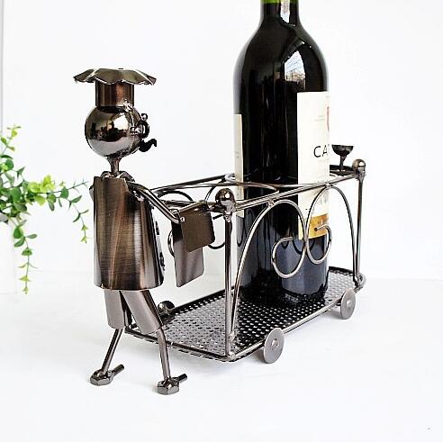 Promotional bronze color tin material wine rack and wine stand
