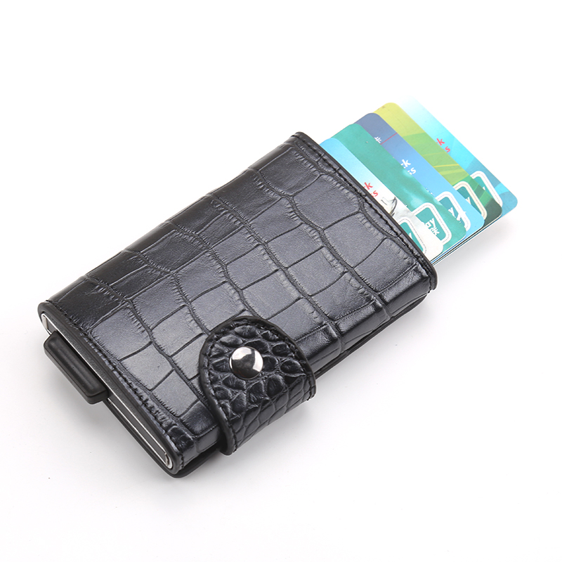 Good quality anti-theft RFID metal name card pu wallet