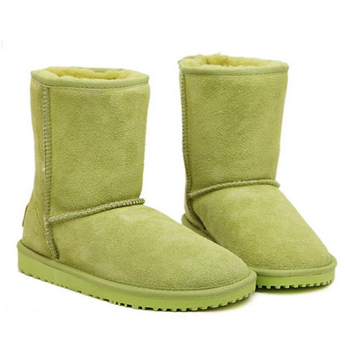Cute girl style flat heel green woman snow boots 