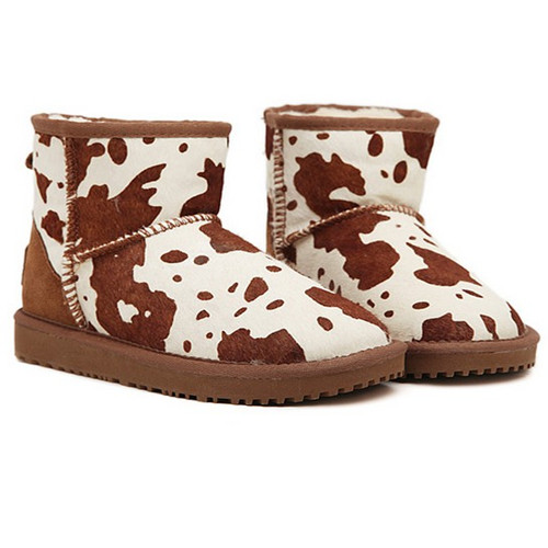 Sweet girl style Round-toe dairy cow pattern woman snow boots