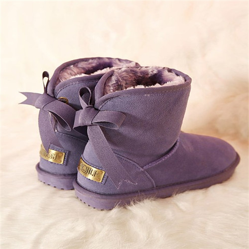 City style In-tube purple woman snow boots