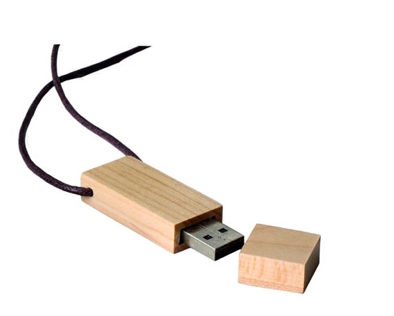 With rope wooden usb memory stick