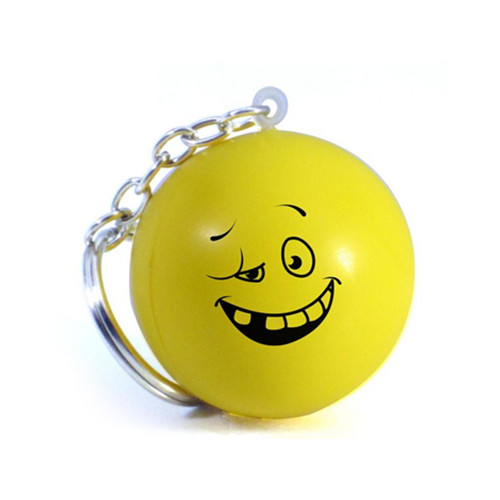 Face smile pu stress ball keychain
