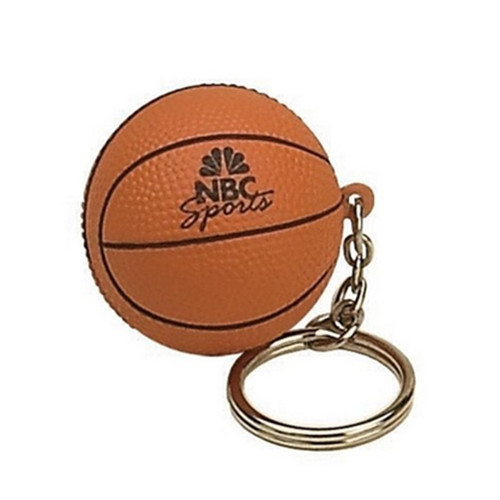 Basketball shape pu stress ball keychain