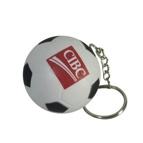 Soccer pu stress ball keychain