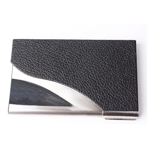 Leather and stainless steel card case