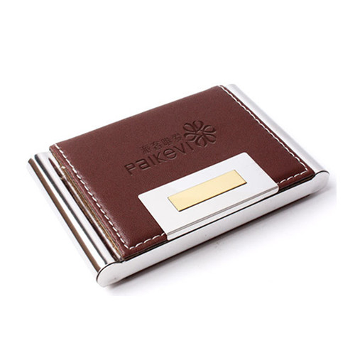 Promotion Metal PU Leather Name Card Holder