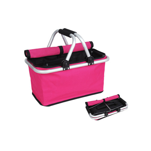 Pink color fabric folding shopping basket