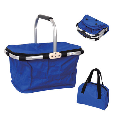 Blue color Folding Shopping Basket with Aluminium Frame and with one handle