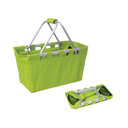 Green color folding shopping basket