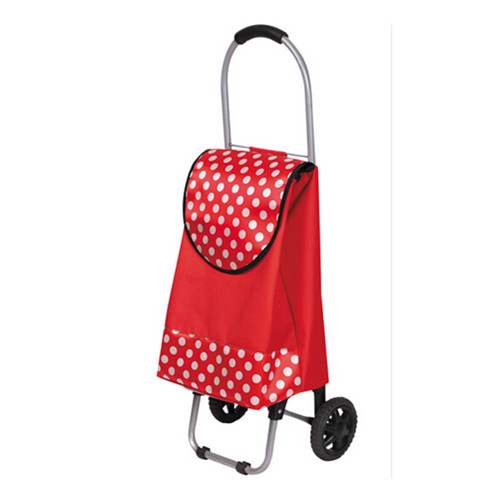 Red color trolley shopping cart, trolley shopping bag