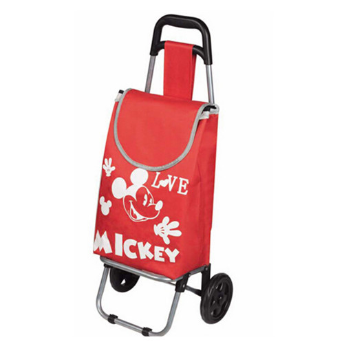 Red color foldable trolley shopping cart